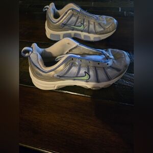 2 Youth Nike White and Light Blue Athletic Shoes No Shoe Strings. See Photos